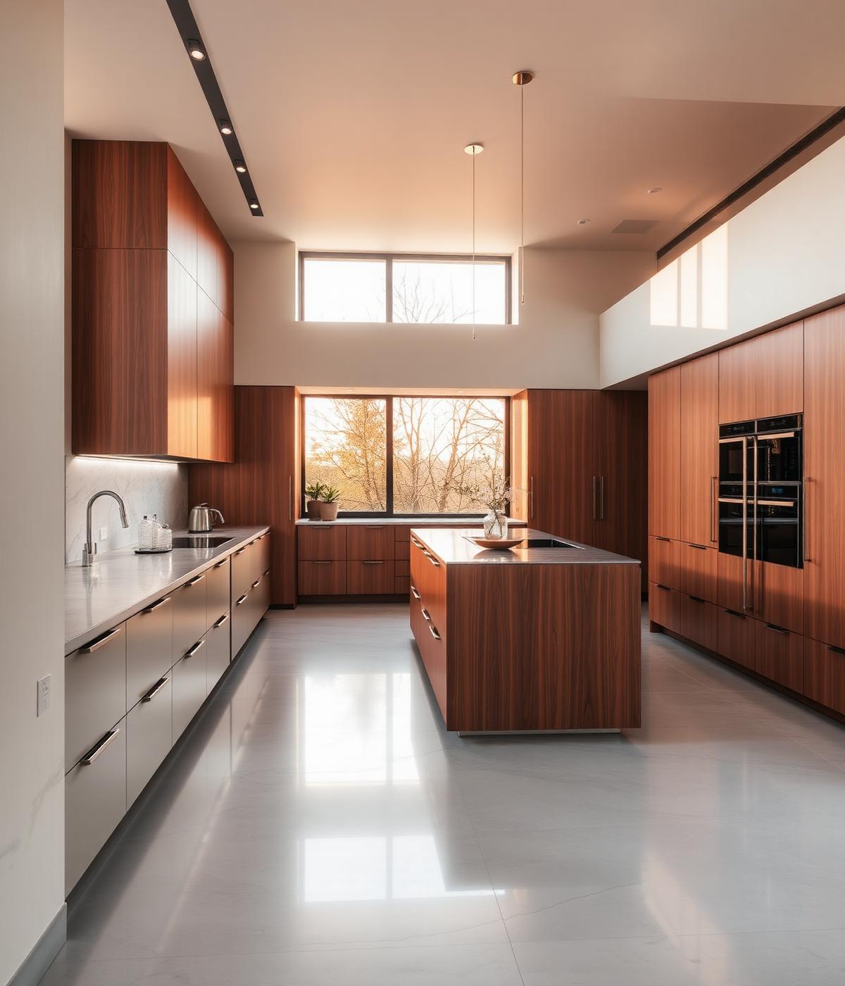 Cozinha contemporânea com piso porcelanato