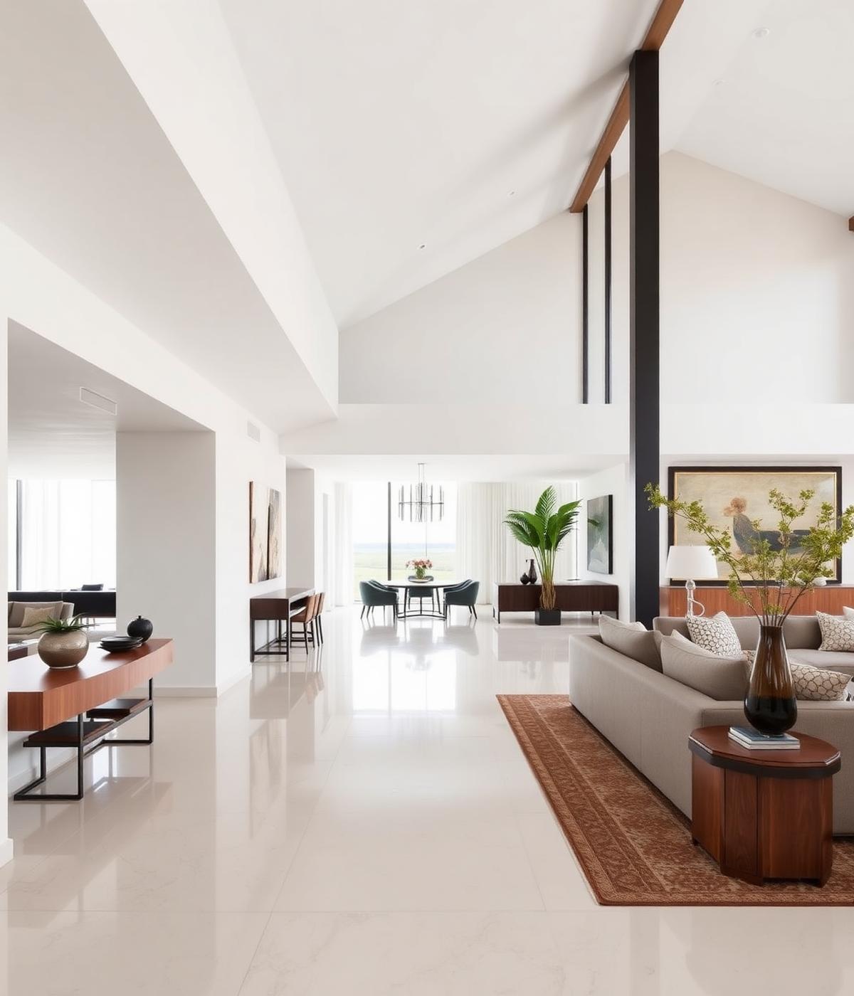 Sala ampla com piso de alto padrão
