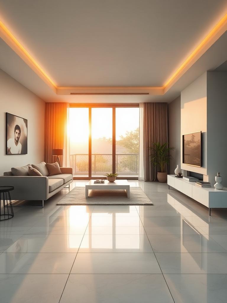 Ambiente moderno com piso de grandes formatos